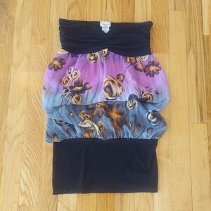 Nica Black and Multicolor Floral Top